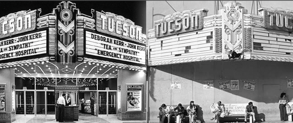 Dual image of historic Fox marquee's -- open and closed