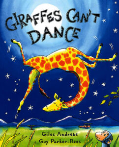 Dancing Giraffe, book cover for Giraffes Can't Dance